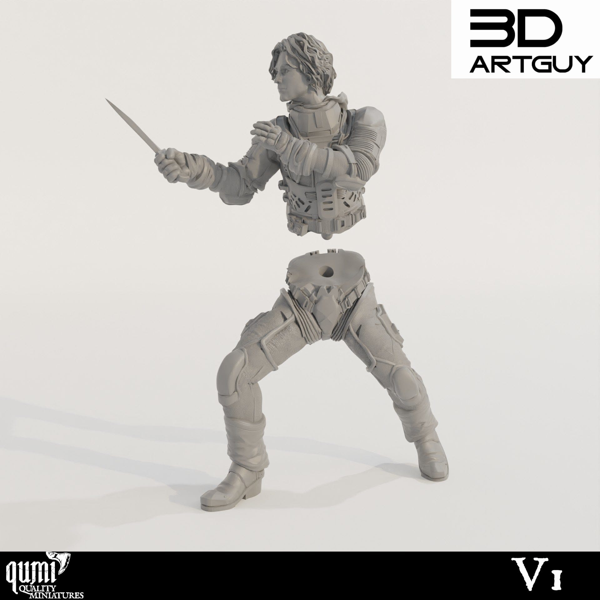 Tabletop RPG Miniature Duke Fighting - Qumi - 3D ArtGuy Quality Miniatures - Qumi Wargaming Mini Model Figure