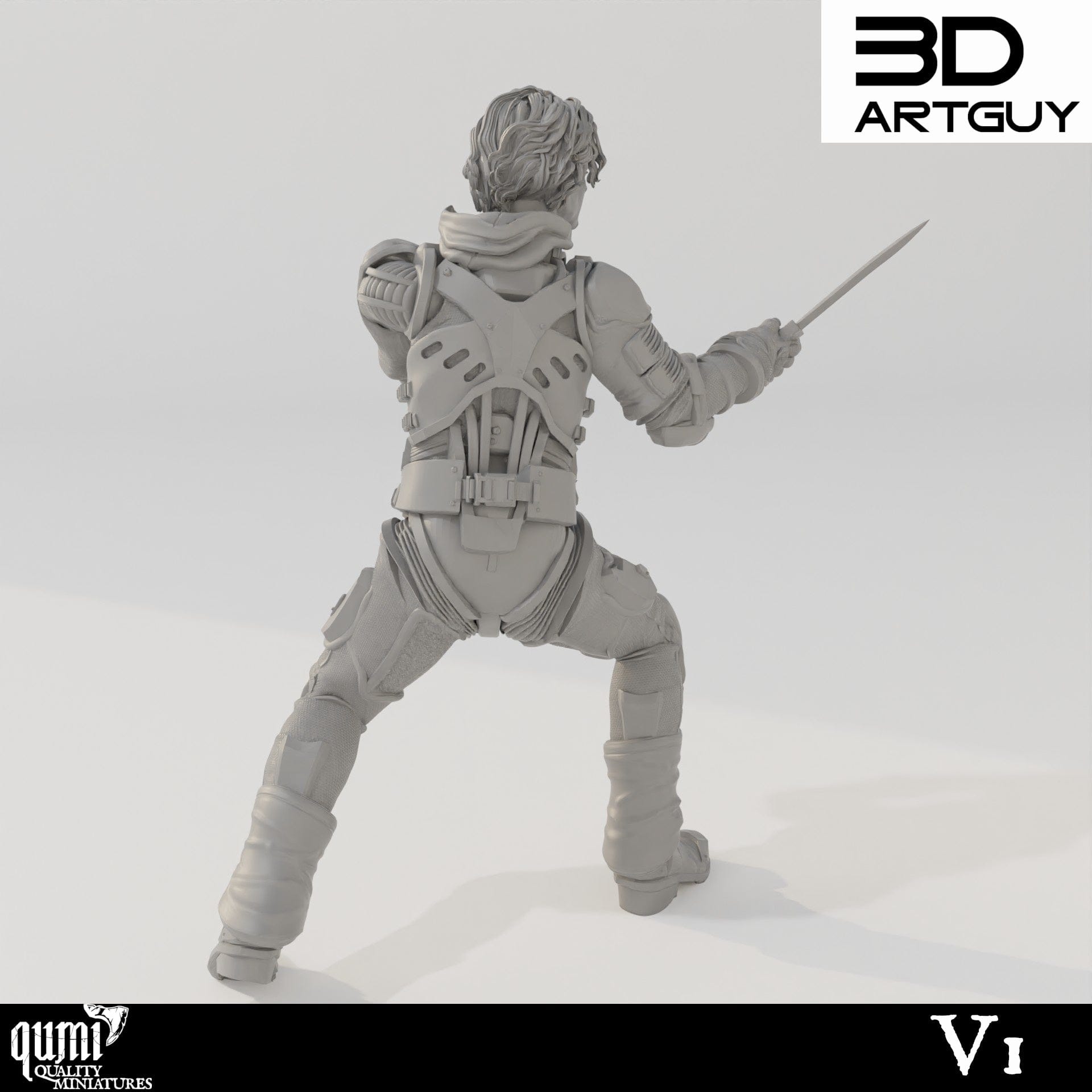 Tabletop RPG Miniature Duke Fighting - Qumi - 3D ArtGuy Quality Miniatures - Qumi Wargaming Mini Model Figure
