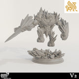 Crystal golem scale diagram showing a 50mm base and 50mm height from head to toe.