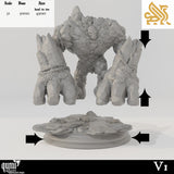Crystal golem miniature with a long spike arm, side view on a circular base.