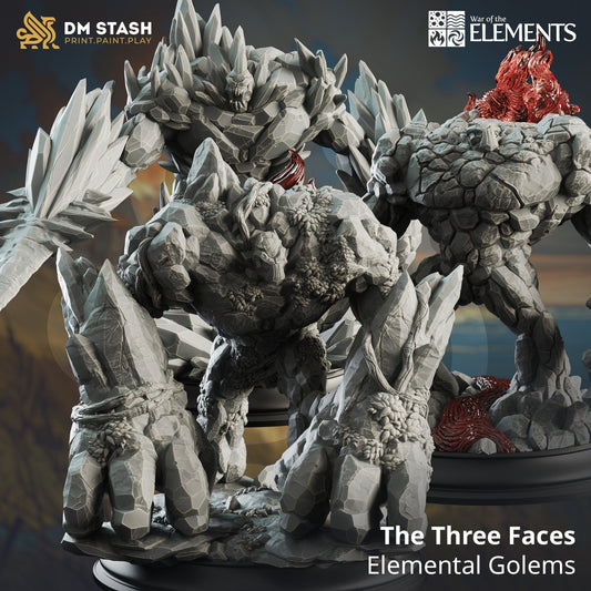 Tabletop RPG Miniature Elemental Golems 32mm Qumi - DM Stash Quality Miniatures - Qumi Wargaming Mini Model Figure