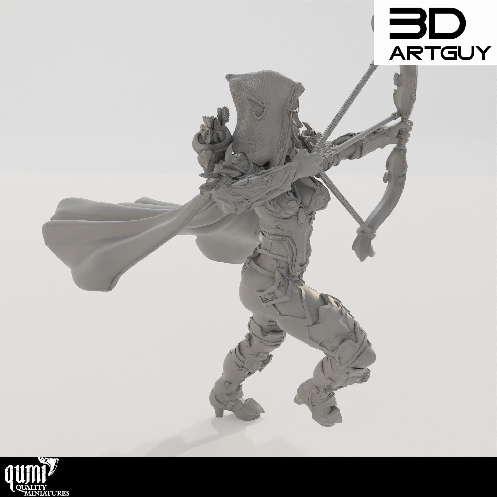 Tabletop RPG Miniature Elf Archer - Qumi Quality Miniatures - Qumi Wargaming Mini Model Figure