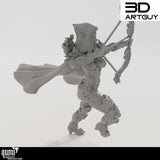 Elf Archer Tabletop Miniature by Qumi, 3D printed resin tabletop miniature for RPGs, wargaming and painting