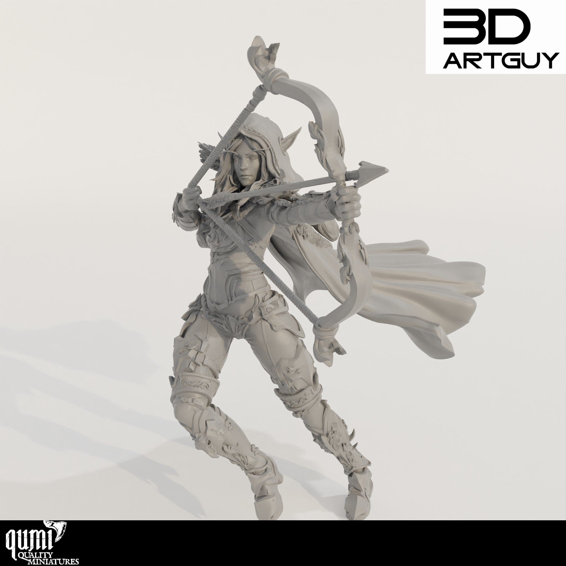 Tabletop RPG Miniature Elf Archer - Qumi Quality Miniatures - Qumi Wargaming Mini Model Figure