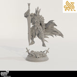 Front angle of the resin printed human knight holding a massive greatsword