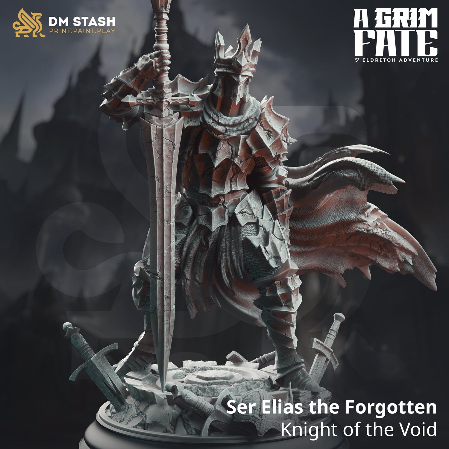 Human Knight Tabletop Miniature - Elias by Qumi, 3D printed resin tabletop miniature for RPGs, wargaming and painting