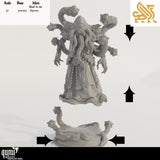 A 32mm scale reference diagram showing the Elthakar miniature detached from its base.