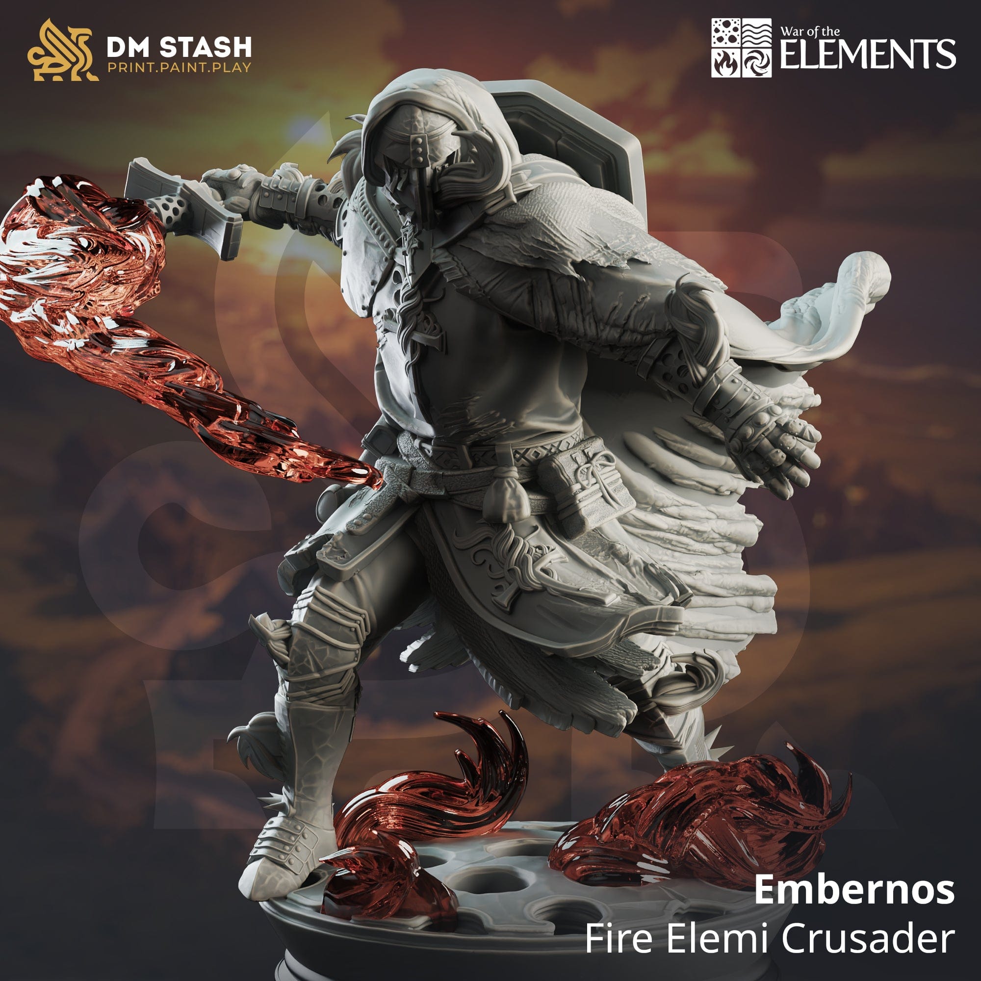 Tabletop RPG Miniature Embernos - 32mm 75mm Qumi - DM Stash Quality Miniatures - Qumi Wargaming Mini Model Figure