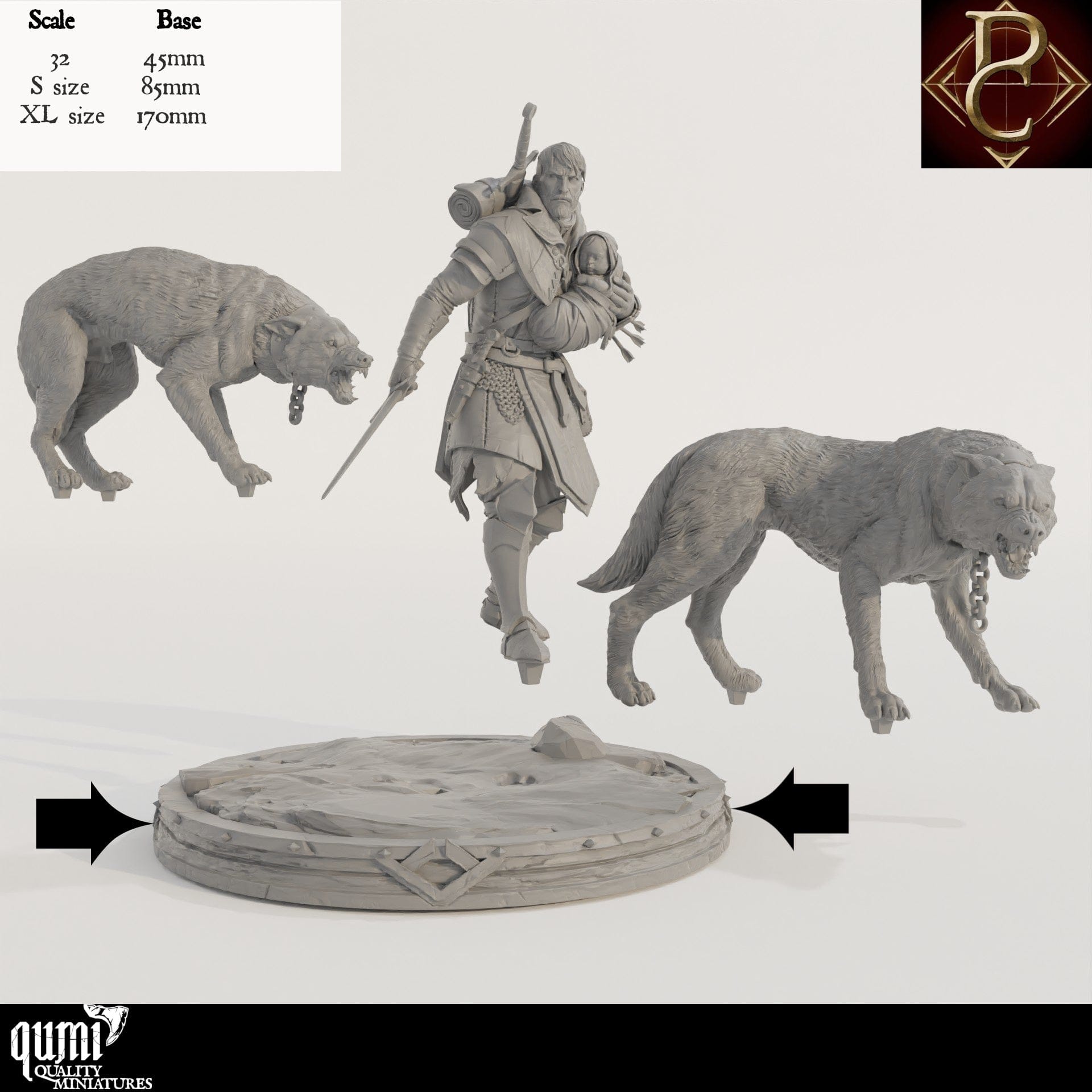 Tabletop RPG Miniature Eon and the child - 32mm Qumi - Parasite Collectibles Quality Miniatures - Qumi Wargaming Mini Model Figure