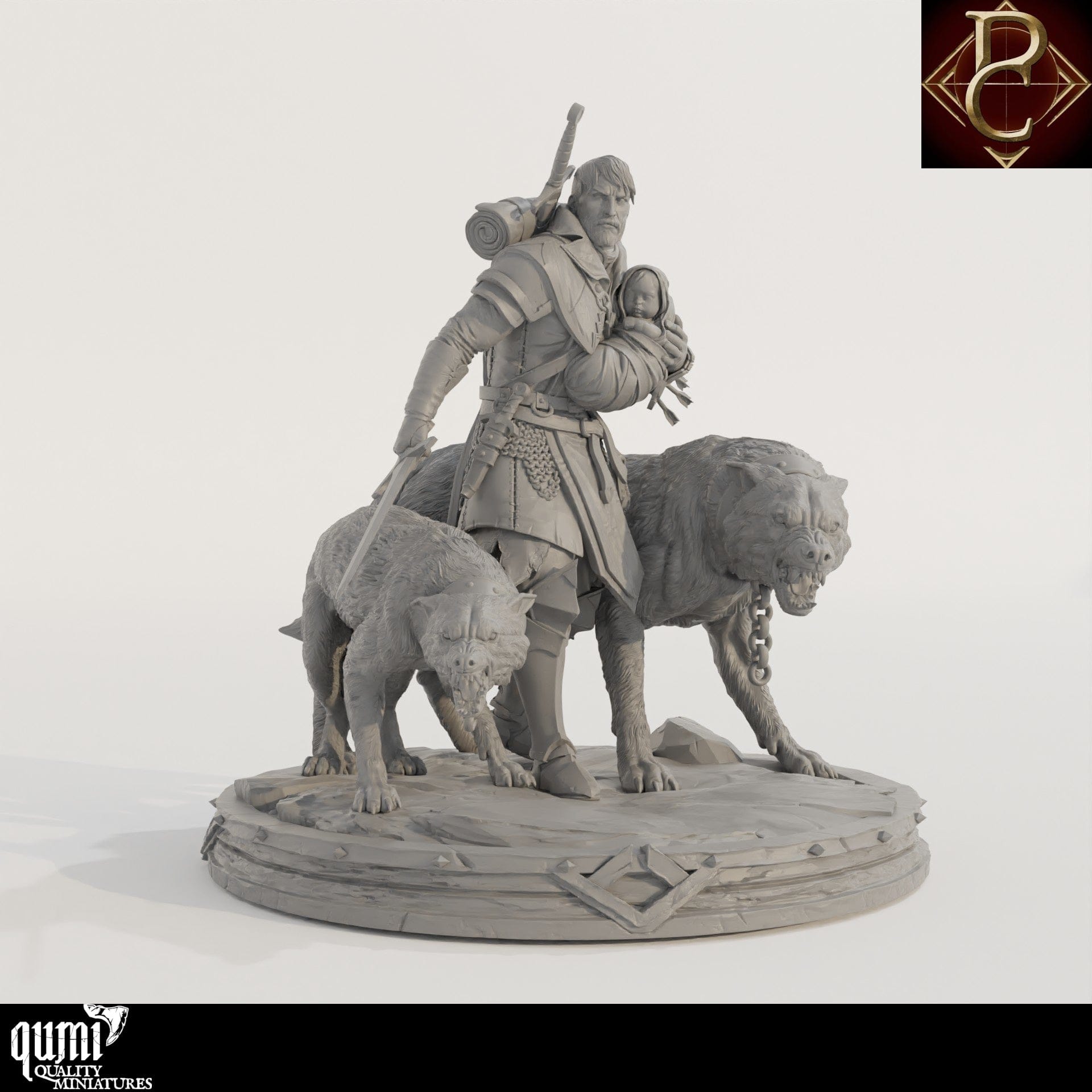 Tabletop RPG Miniature Eon and the child - 32mm Qumi - Parasite Collectibles Quality Miniatures - Qumi Wargaming Mini Model Figure