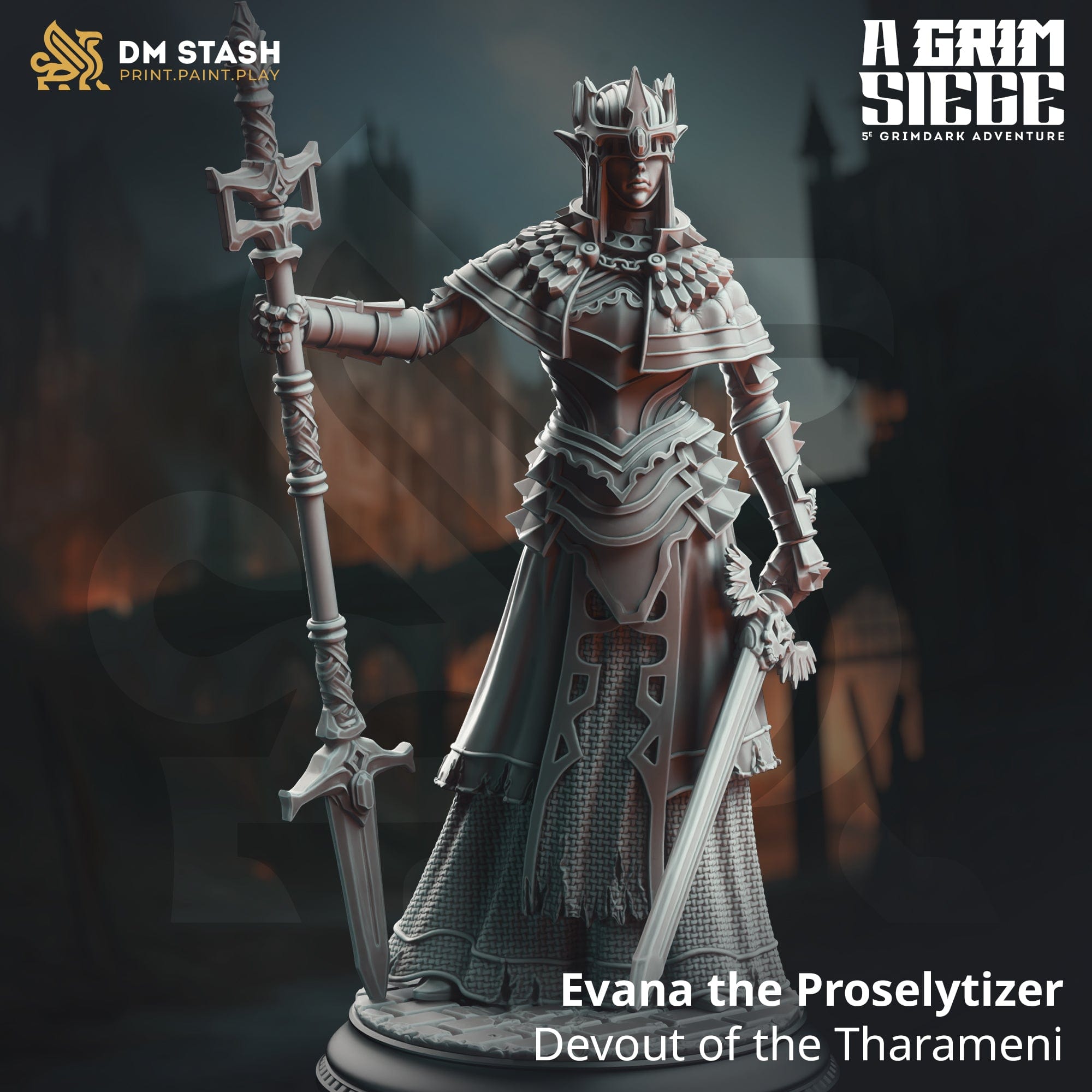 Tabletop RPG Miniature Evana the Proselytizer 32mm 75mm Qumi DM Stash Quality Miniatures - Qumi Wargaming Mini Model Figure