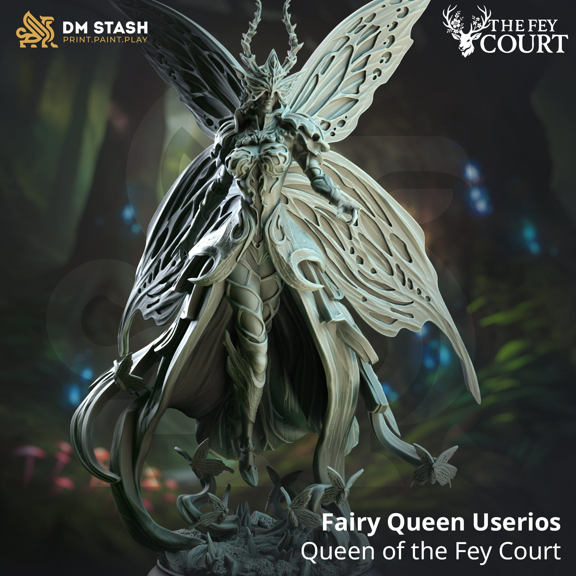 Tabletop RPG Miniature Fairy Queen Userios 32mm 75mm Qumi DM Stash Creatures Quality Miniatures - Qumi Wargaming Mini Model Figure