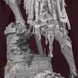 Close-up detail of the hanging figures held by the Fallen King Rasnov miniature.