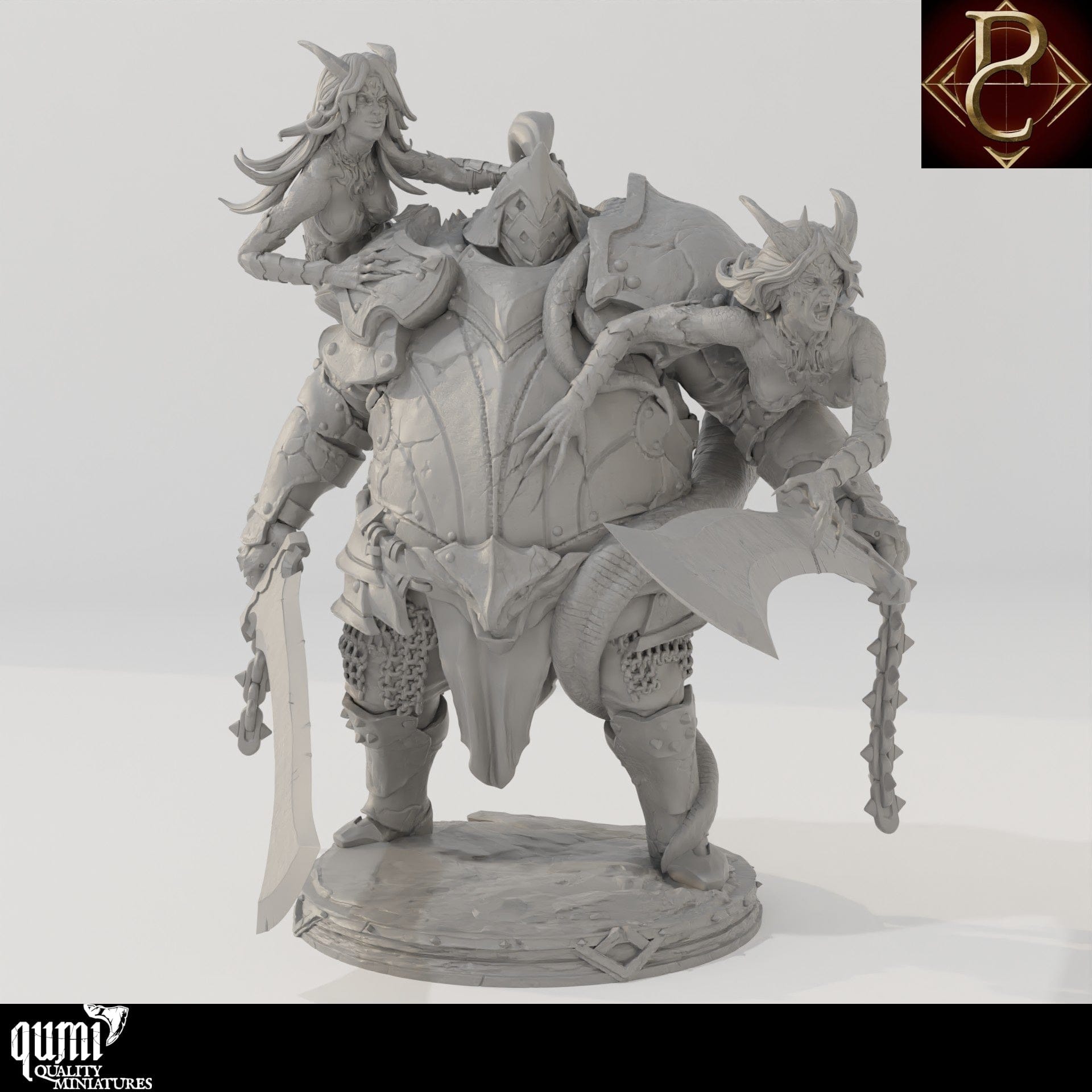 Tabletop RPG Miniature Fathon and the Scylas - 75mm to XL Size - Qumi - Parasite Collectibles Quality Miniatures - Qumi Wargaming Mini Model Figure