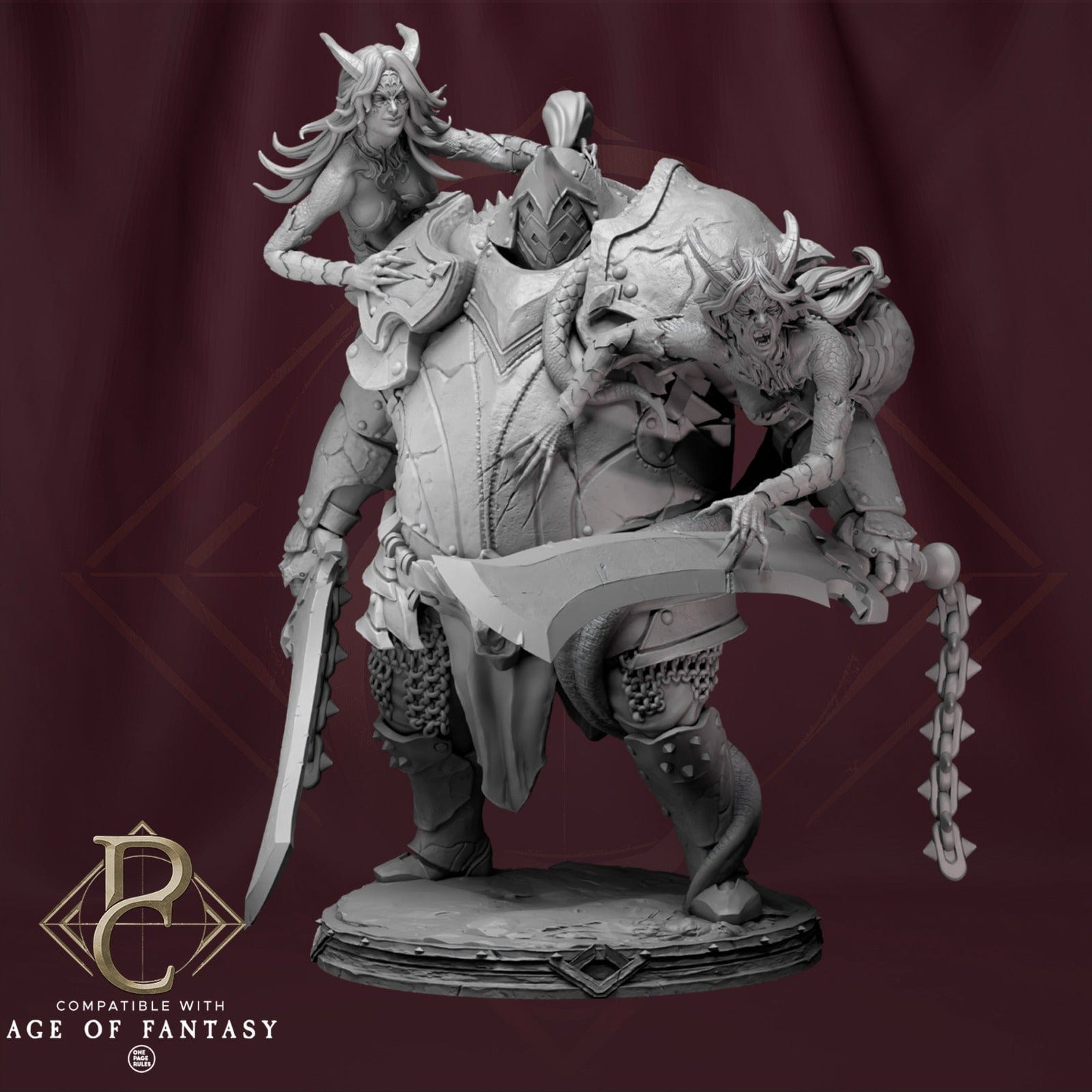 Tabletop RPG Miniature Fathon and the Scylas - 75mm to XL Size - Qumi - Parasite Collectibles Quality Miniatures - Qumi Wargaming Mini Model Figure