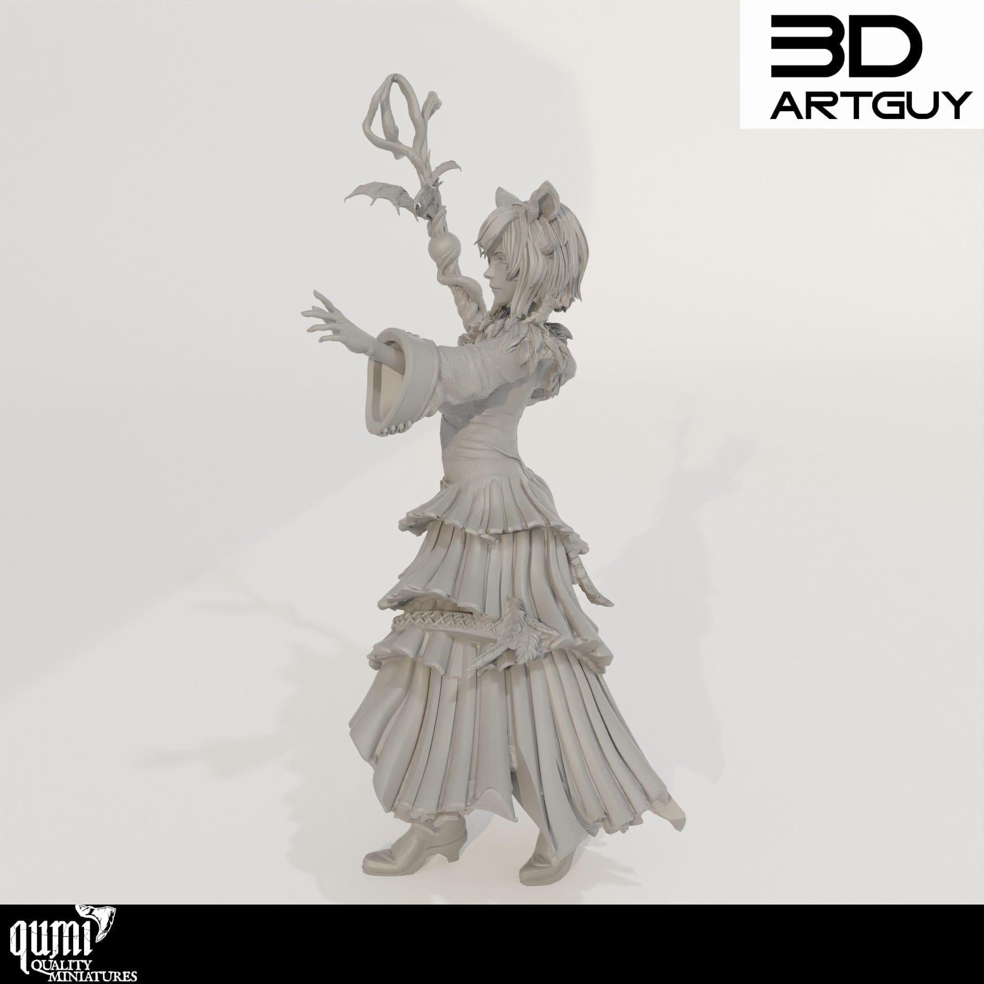 Tabletop RPG Miniature Female Conjurer - Qumi Quality Miniatures - Qumi Wargaming Mini Model Figure