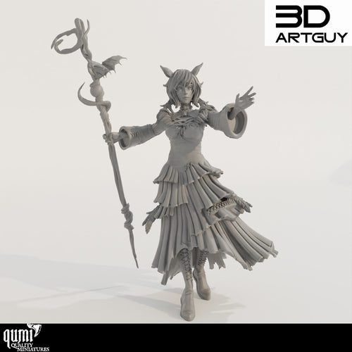 Tabletop RPG Miniatur Female Conjurer Qumi 3D ArtGuy