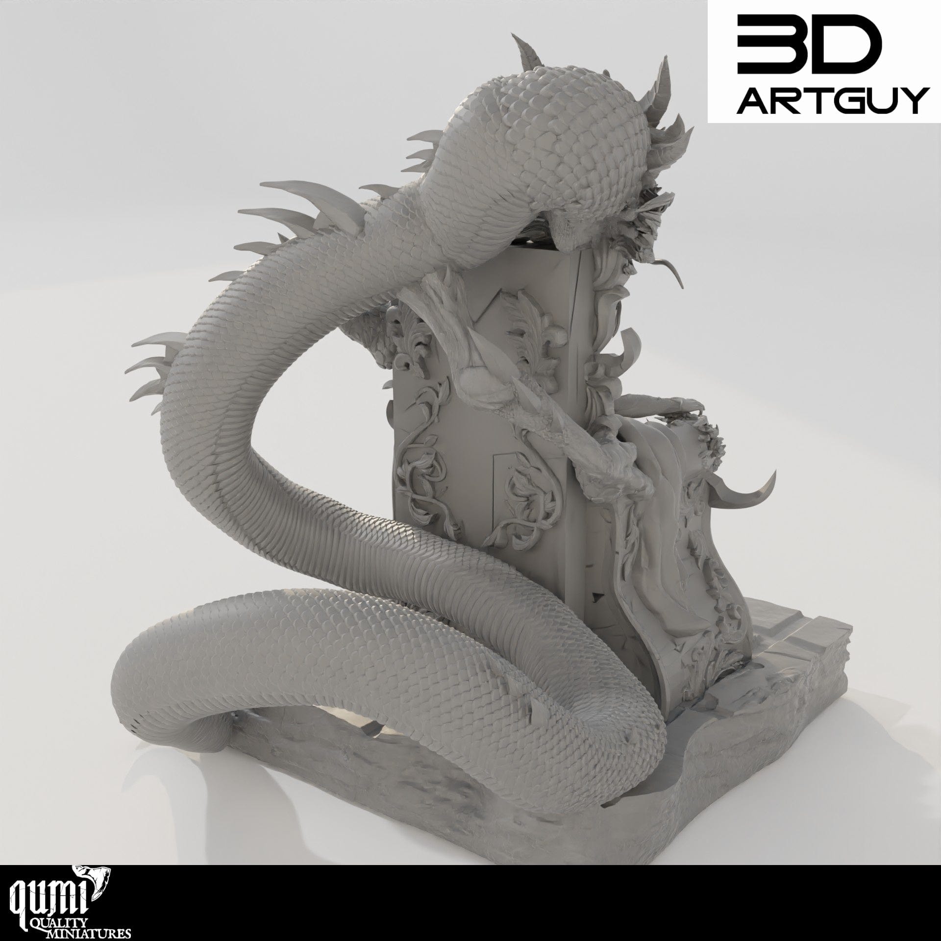 Tabletop RPG Miniature Fire Dragon Queen on Throne - Qumi Quality Miniatures - Qumi Wargaming Mini Model Figure