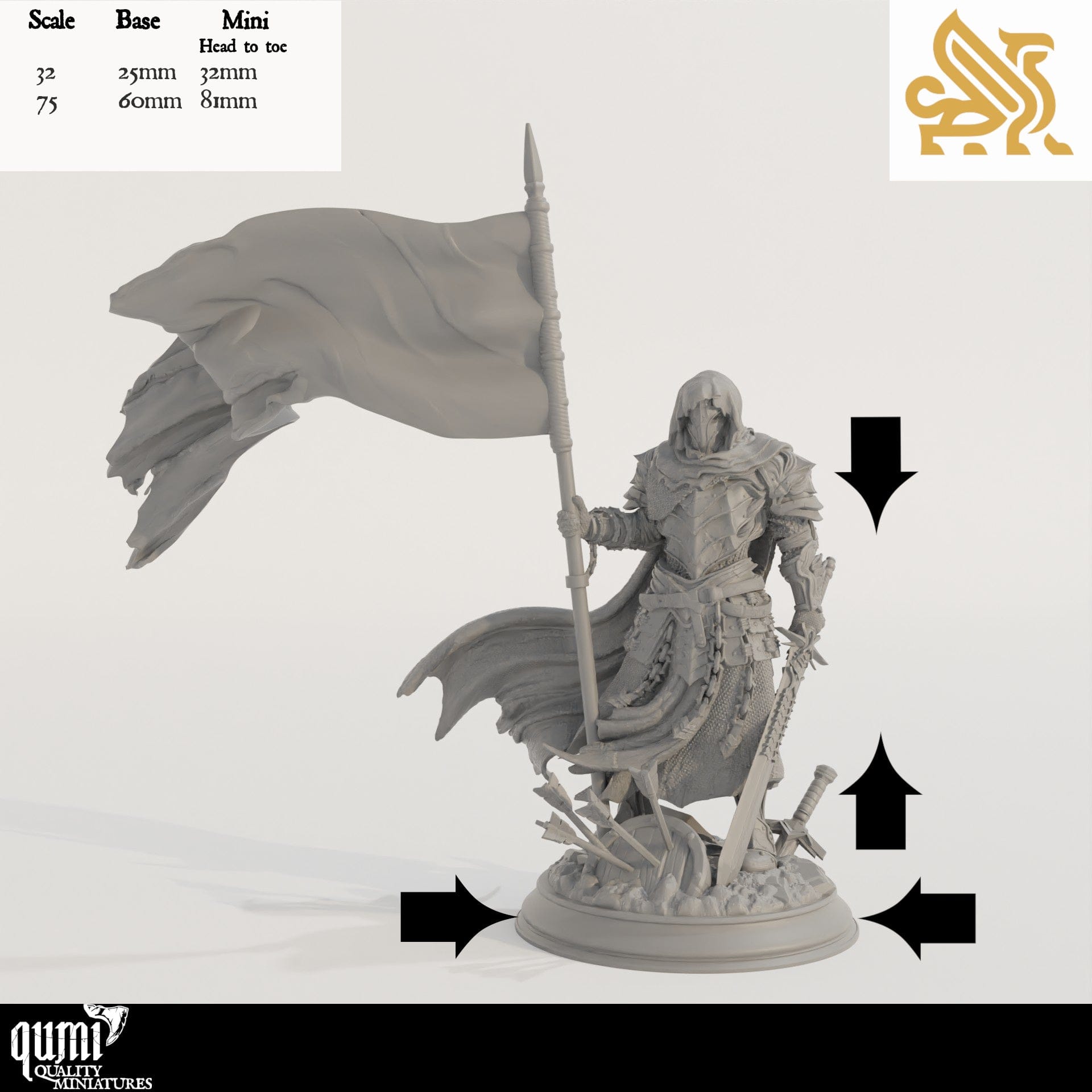 Tabletop RPG Miniature Florian the Fallen  32mm 75mm Qumi - DM Stash Quality Miniatures - Qumi Wargaming Mini Model Figure