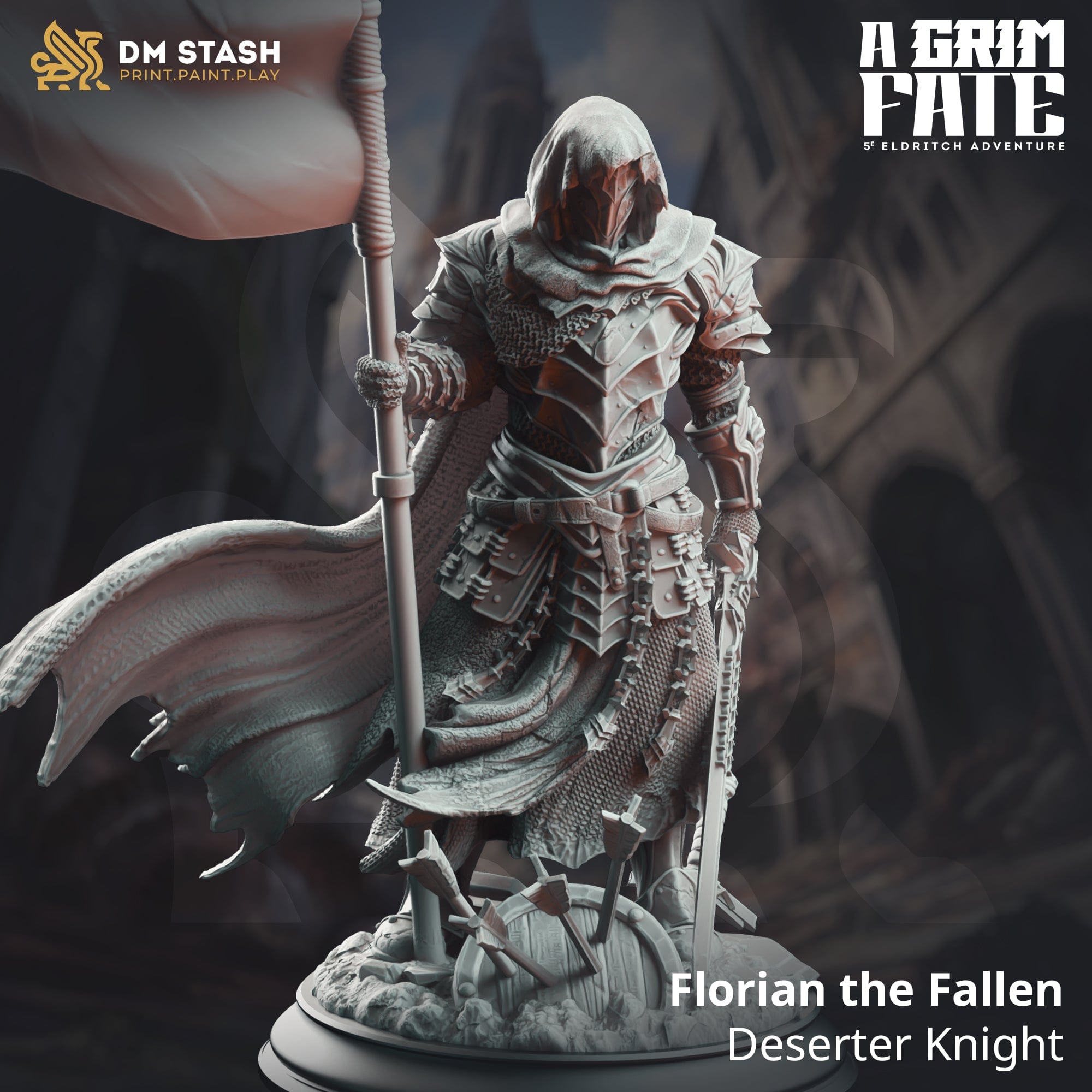 Tabletop RPG Miniature Florian the Fallen  32mm 75mm Qumi - DM Stash Quality Miniatures - Qumi Wargaming Mini Model Figure