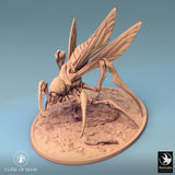 Detailed front view of the mounted Fyrionis creature, emphasizing its predatory design.