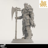 Side profile of the human executioner miniature holding an axe