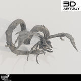 Top-down view of the fantasy snake miniature, highlighting the wingspan and coiling tail posture.