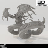 Rear view of the Hedonist fantasy snake miniature highlighting the detailed scales