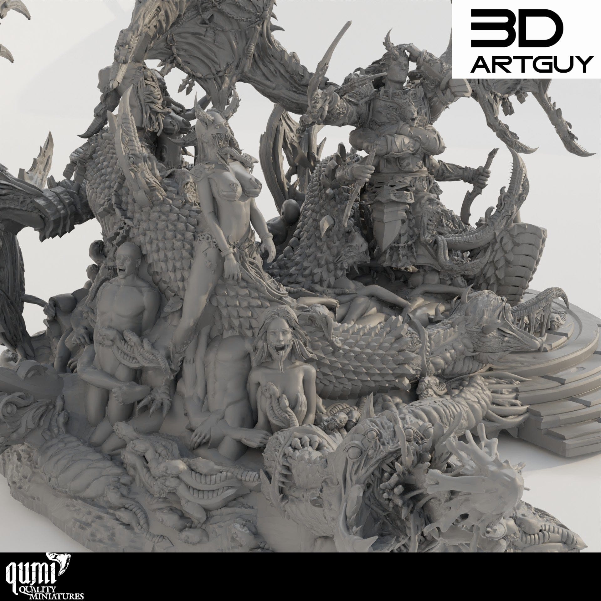Tabletop RPG Miniature Giant Snake Hedonist Diorama - Qumi Quality Miniatures - Qumi Wargaming Mini Model Figure