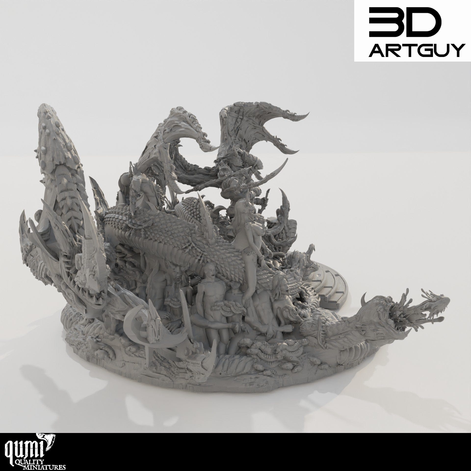 Tabletop RPG Miniature Giant Snake Hedonist Diorama - Qumi Quality Miniatures - Qumi Wargaming Mini Model Figure