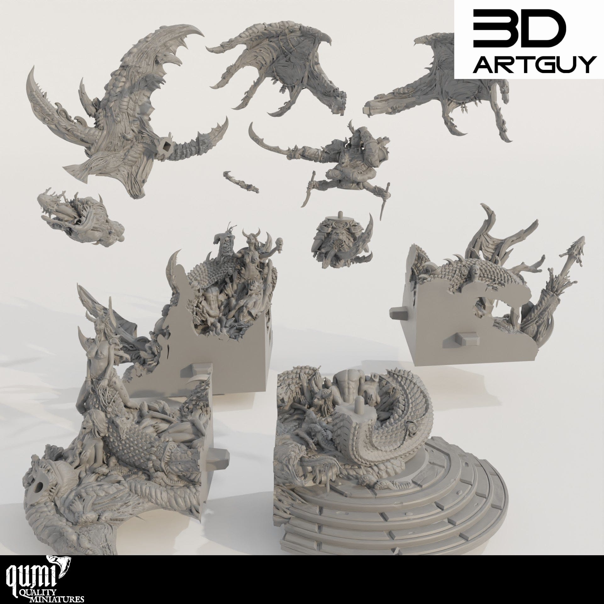 Tabletop RPG Miniature Giant Snake Hedonist Diorama - Qumi Quality Miniatures - Qumi Wargaming Mini Model Figure
