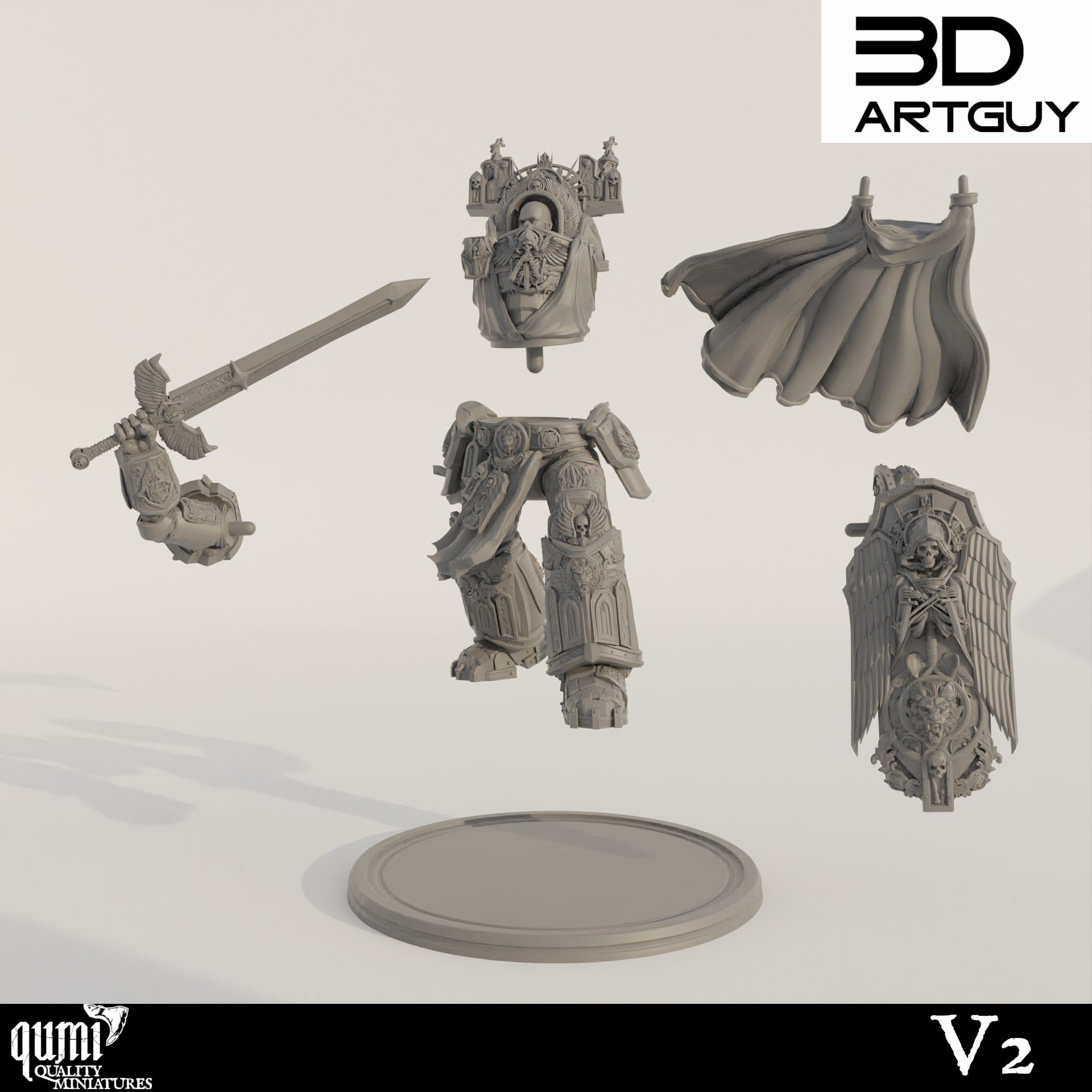 Tabletop RPG Miniature Grim Dark - 32mm Qumi - 3D ArtGuy Quality Miniatures - Qumi Wargaming Mini Model Figure
