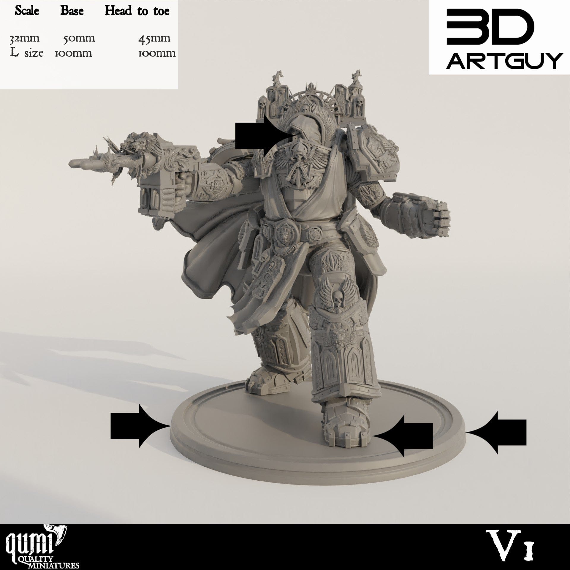 Tabletop RPG Miniature Grim Dark - 32mm Qumi - 3D ArtGuy Quality Miniatures - Qumi Wargaming Mini Model Figure