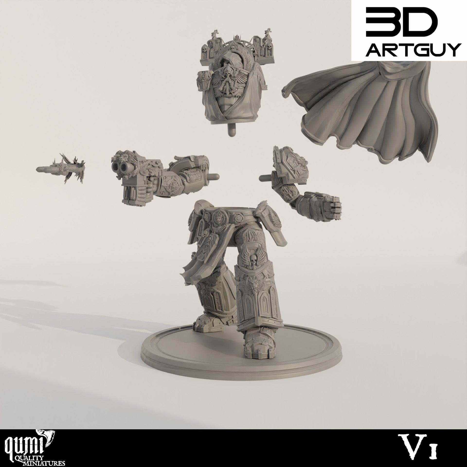 Tabletop RPG Miniature Grim Dark - 32mm Qumi - 3D ArtGuy Quality Miniatures - Qumi Wargaming Mini Model Figure