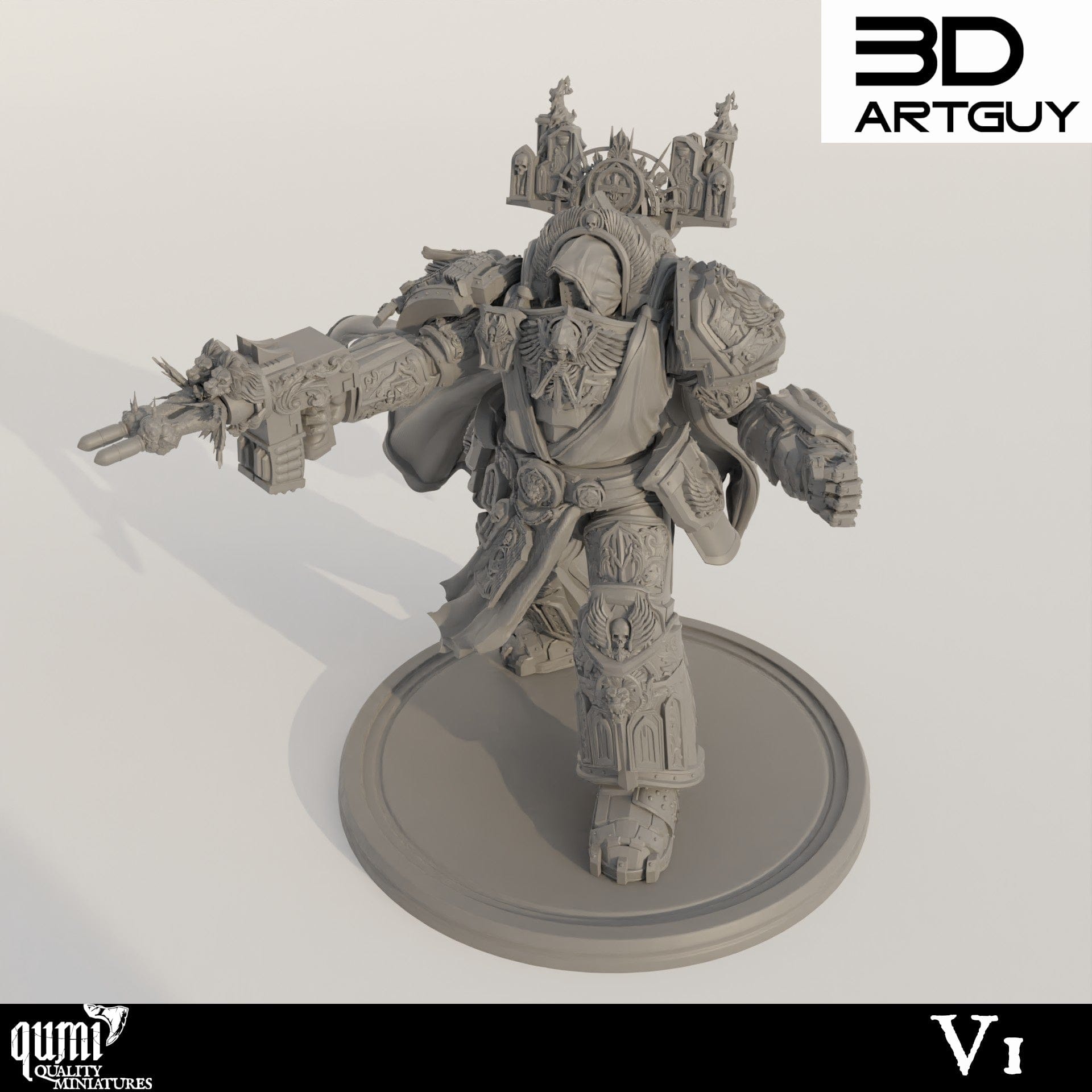 Tabletop RPG Miniature Grim Dark - 32mm Qumi - 3D ArtGuy Quality Miniatures - Qumi Wargaming Mini Model Figure