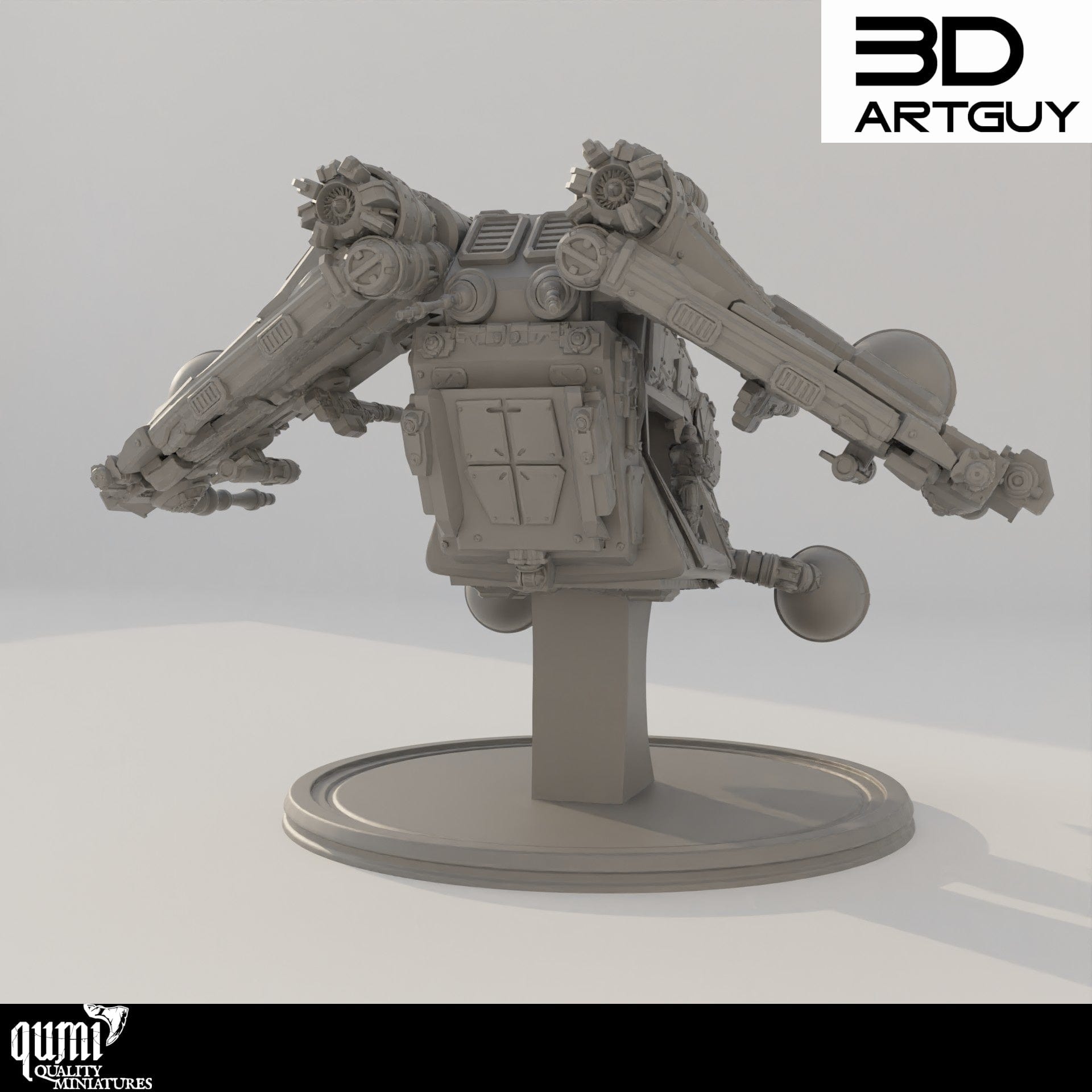 Tabletop RPG Miniature Gun Ship Qumi - 3D ArtGuy Quality Miniatures - Qumi Wargaming Mini Model Figure