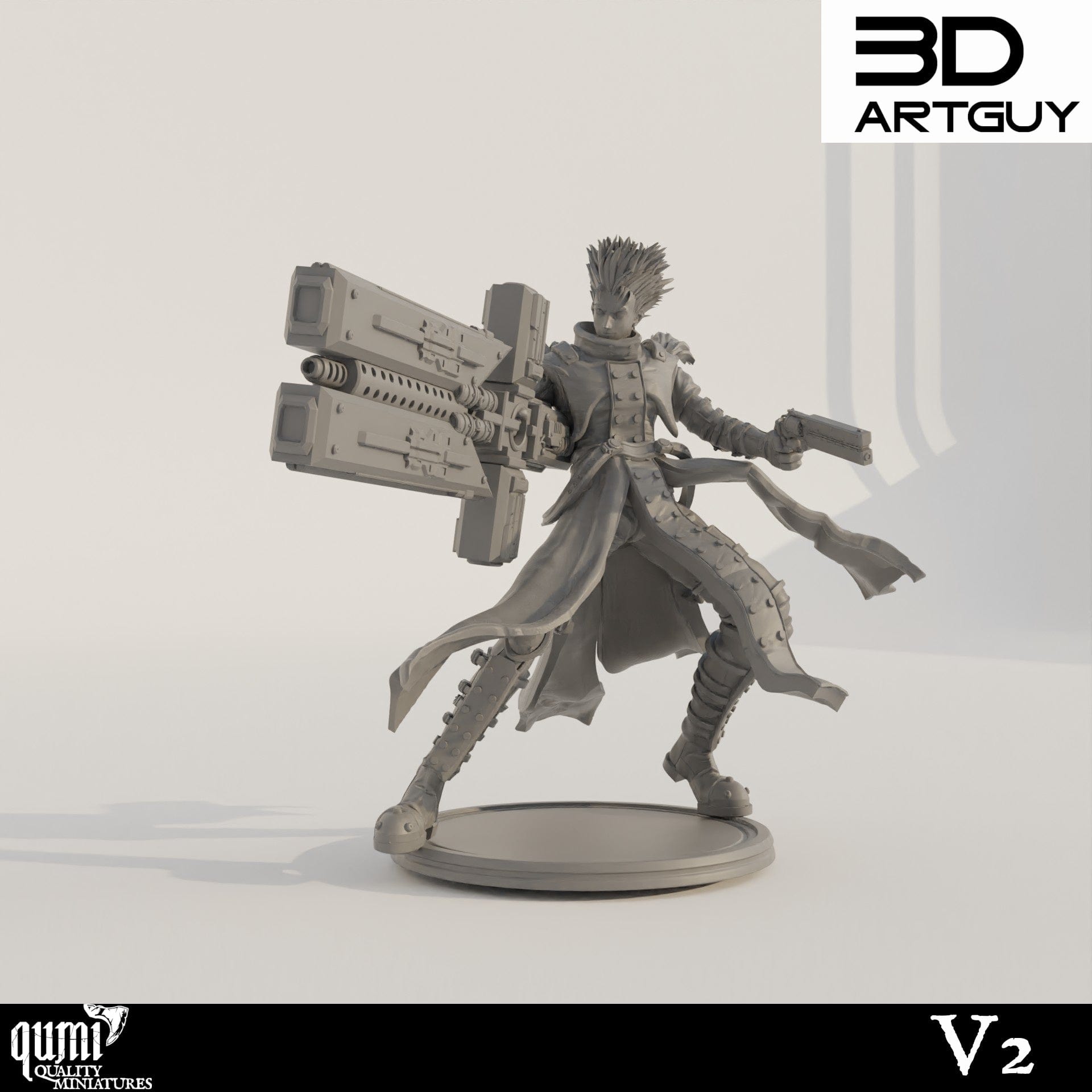Tabletop RPG Miniature Gunslinger  Qumi - 3D ArtGuy Quality Miniatures - Qumi Wargaming Mini Model Figure