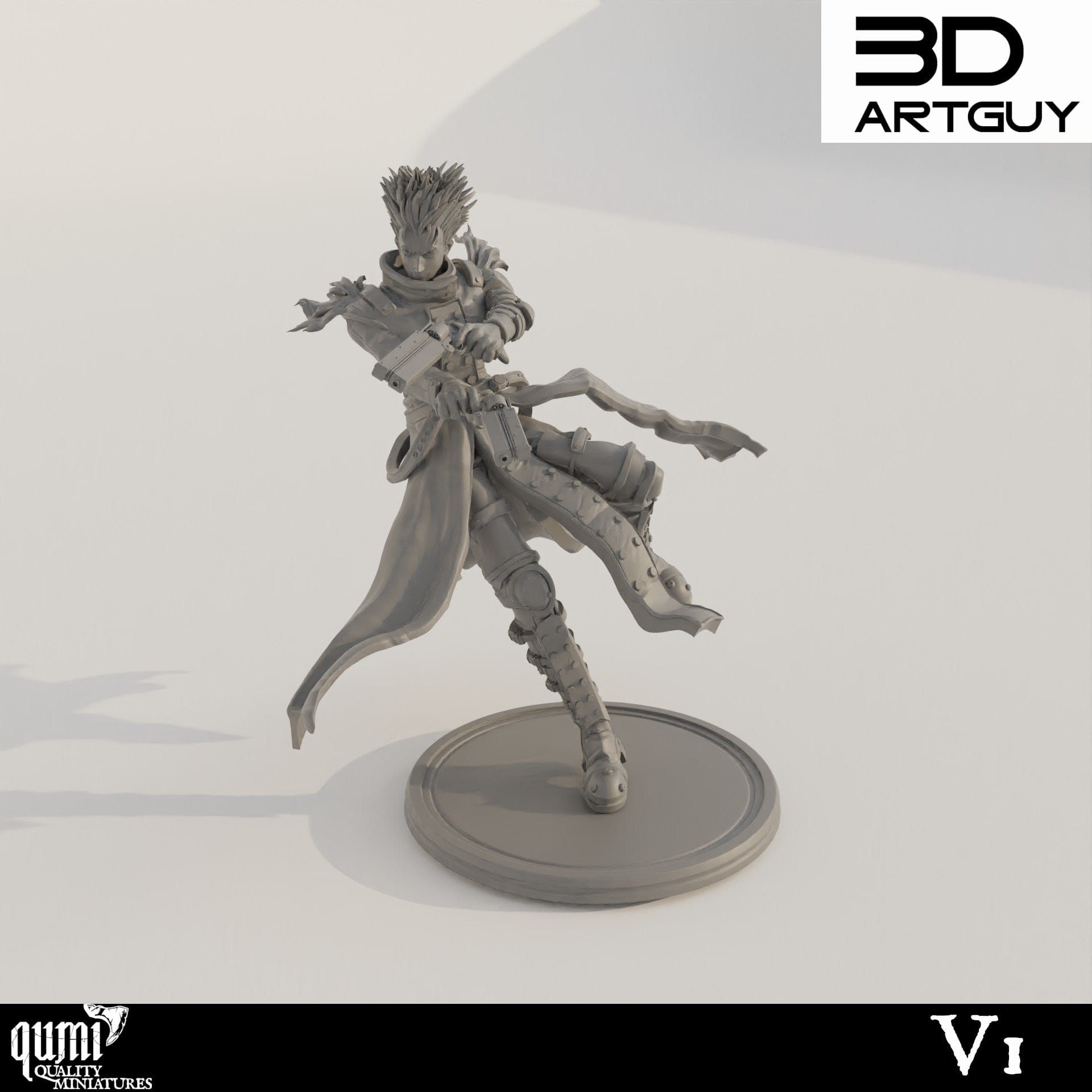 Tabletop RPG Miniature Gunslinger  Qumi - 3D ArtGuy Quality Miniatures - Qumi Wargaming Mini Model Figure