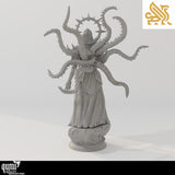 Back view of the miniature displaying the intricate tentacle cluster behind the lich figure.