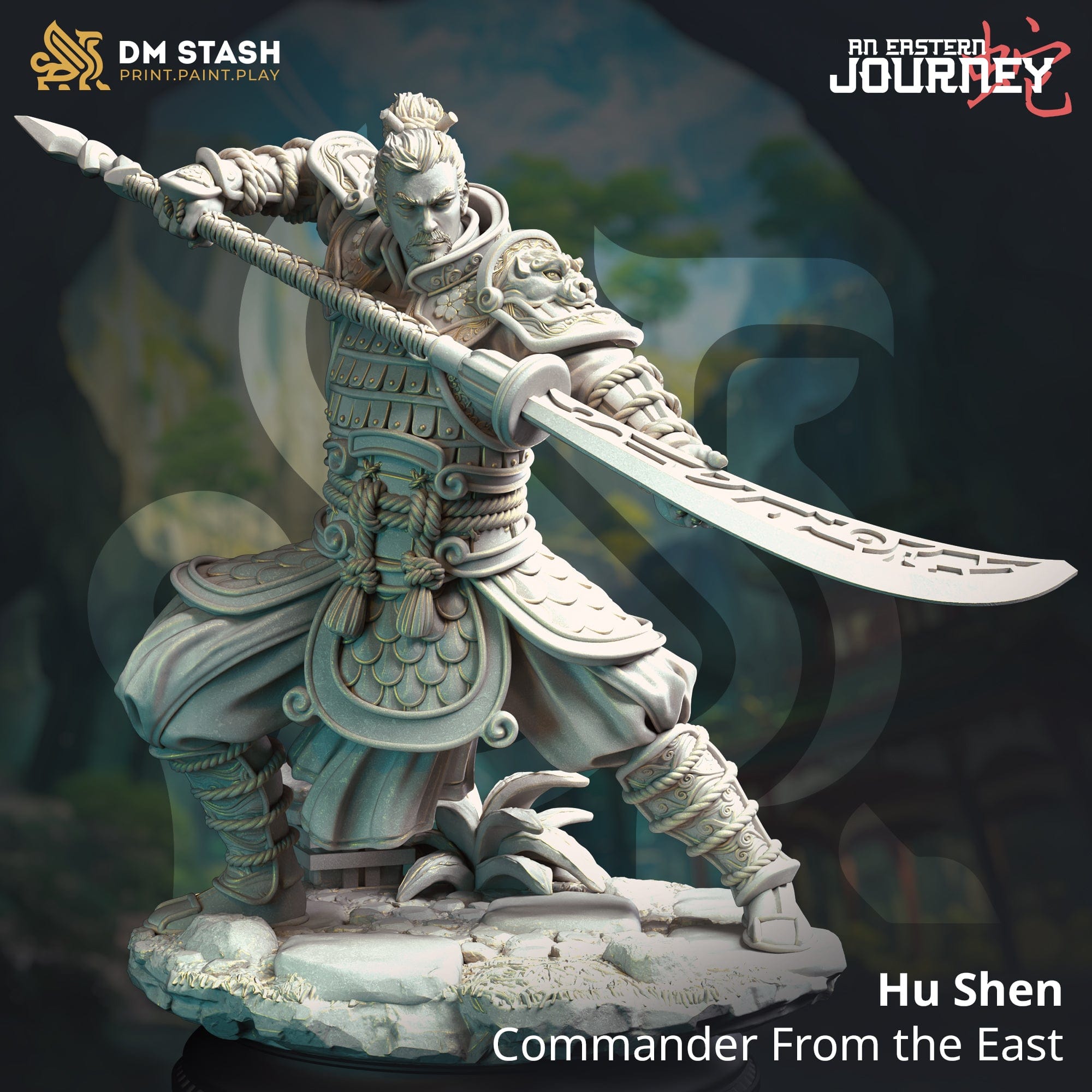 Tabletop RPG Miniature Hu Shen - 32mm 75mm Qumi DM Stash Quality Miniatures - Qumi Wargaming Mini Model Figure