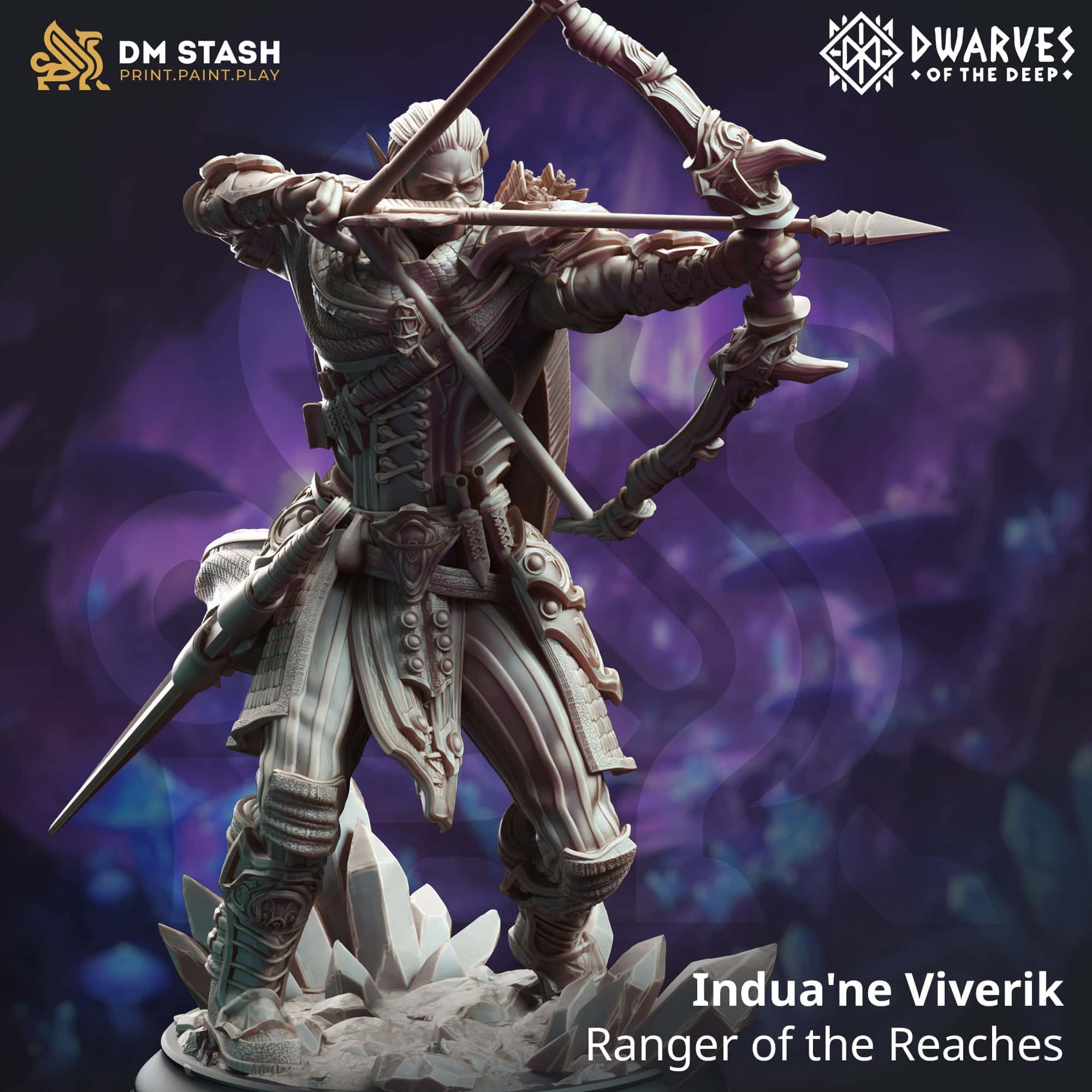 Tabletop RPG Miniature Indua ne Viverik  32mm 75mm Qumi - DM Stash Quality Miniatures - Qumi Wargaming Mini Model Figure