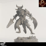 The Irgren spear fighter model shown mid-action, showcasing the intricate sculpt and clean 3D-printed resin surface.