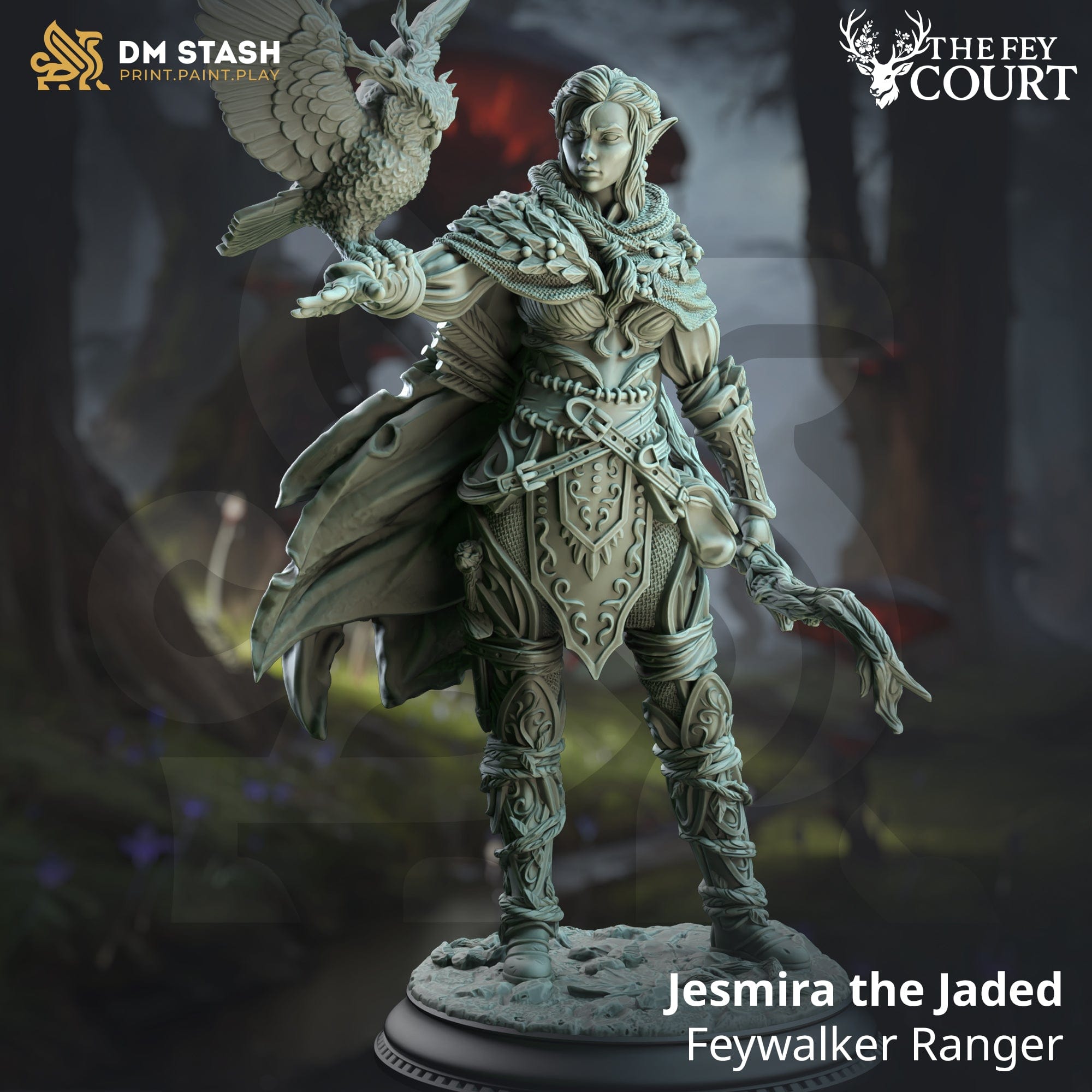 Tabletop RPG Miniature Jesmira the Jaded 32mm 75mm Qumi  DM Stash Female Quality Miniatures - Qumi Wargaming Mini Model Figure