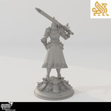 Back view of the Paladin knight miniature showcasing intricate armor plating and cape detail