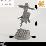 Technisches Diagramm mit den Größenoptionen 32mm und 75mm für die Schurken-Miniatur
