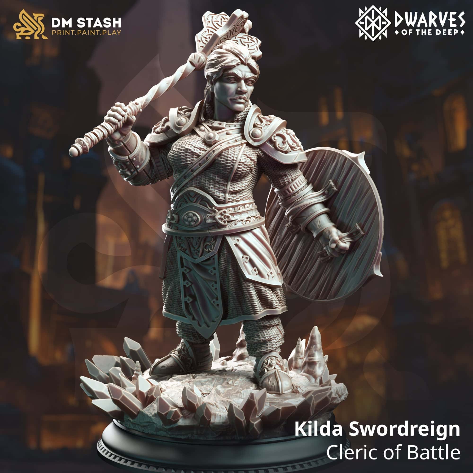 Tabletop RPG Miniature Kilda Swordreign 32mm 75mm Qumi - DM Stash Quality Miniatures - Qumi Wargaming Mini Model Figure
