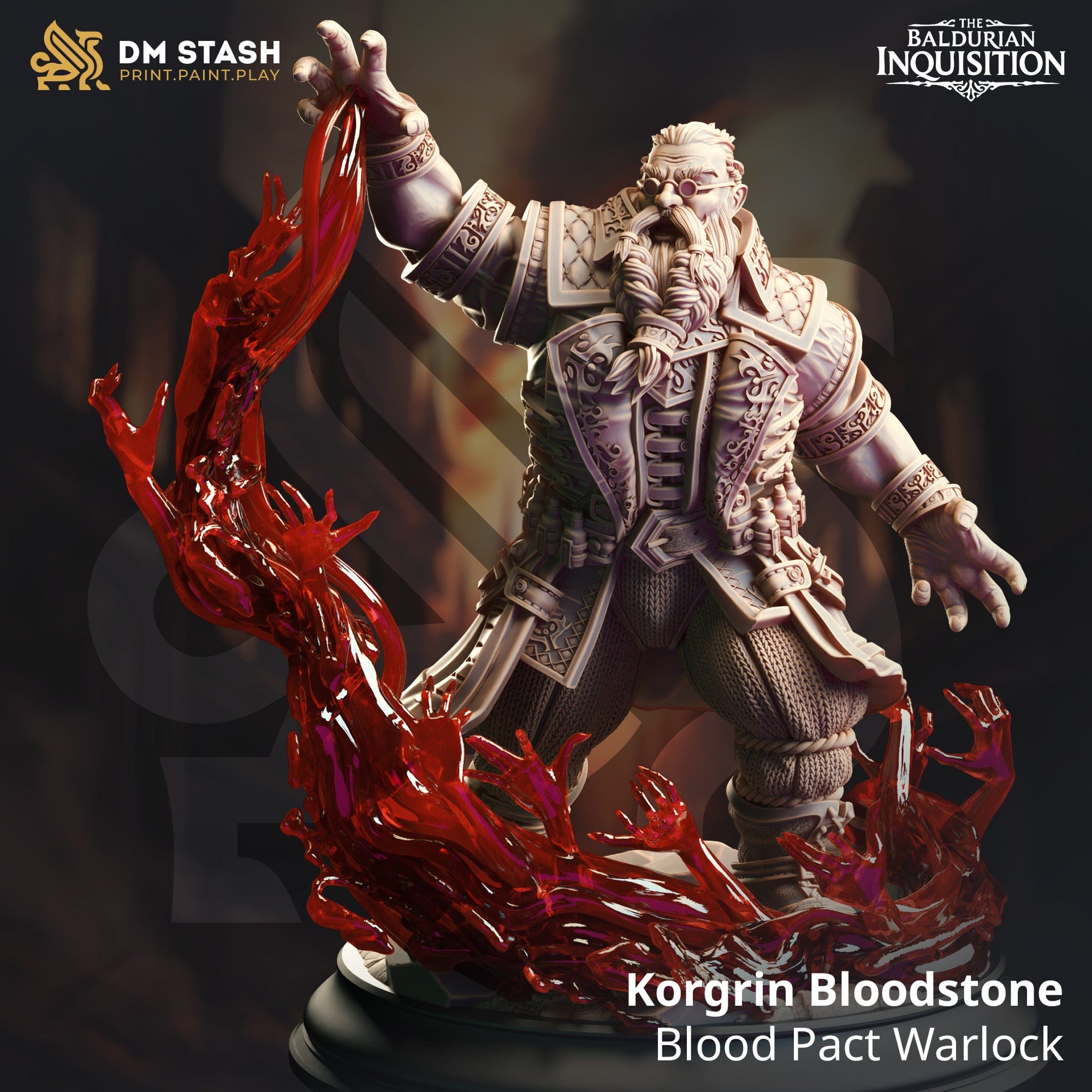 Tabletop RPG Miniature Korgrin Bloodstone - 32mm 75mm Qumi DM Stash Quality Miniatures - Qumi Wargaming Mini Model Figure