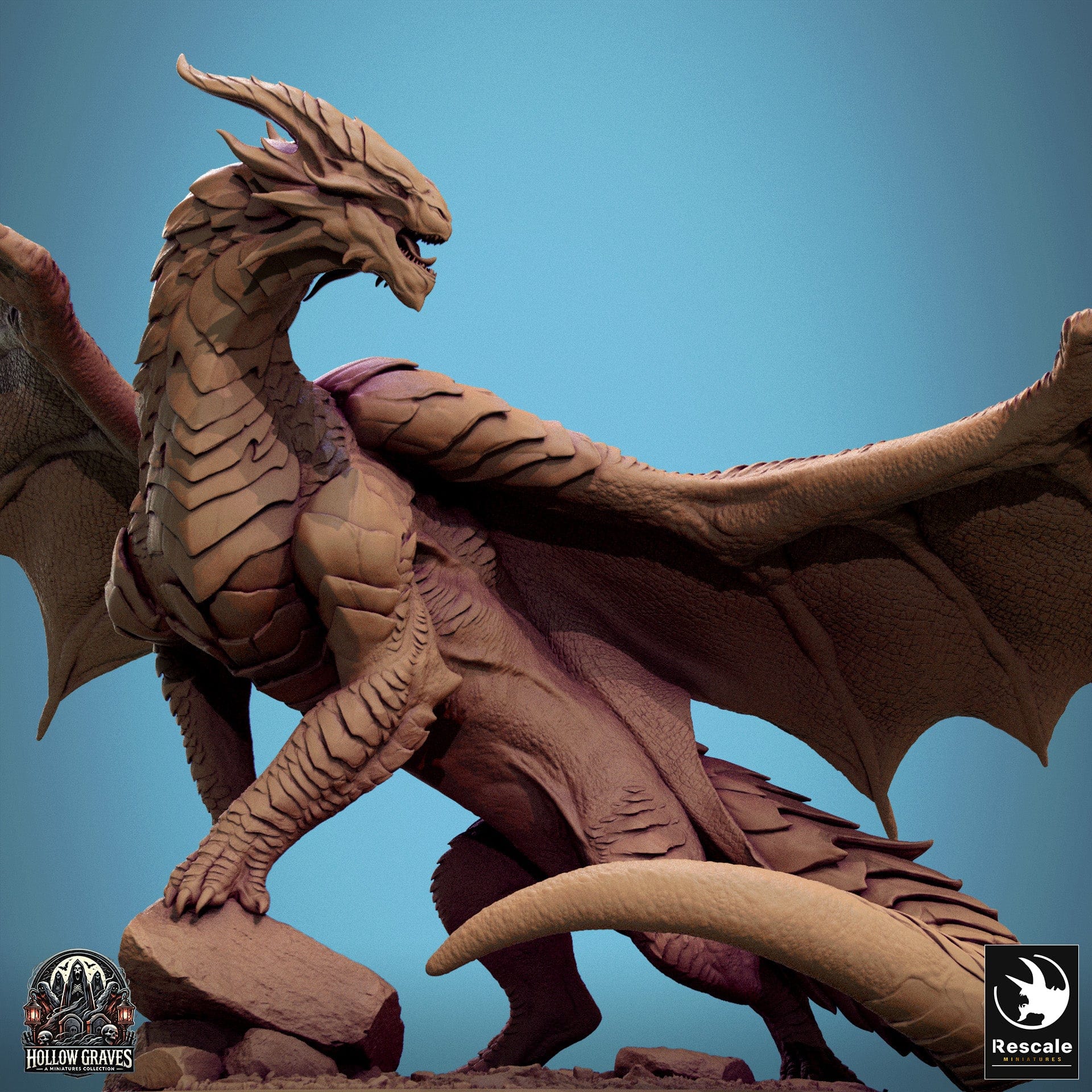 Tabletop RPG Miniature Legendary Copper Dragon - 32mm Qumi Rescale Miniatures Quality Miniatures - Qumi Wargaming Mini Model Figure