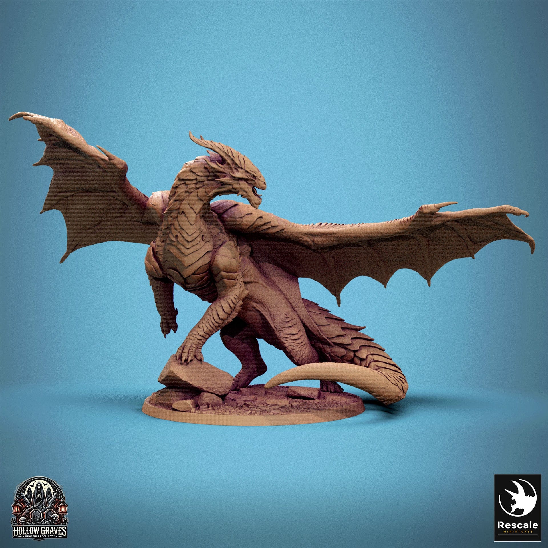 Tabletop RPG Miniature Legendary Copper Dragon - 32mm Qumi Rescale Miniatures Quality Miniatures - Qumi Wargaming Mini Model Figure