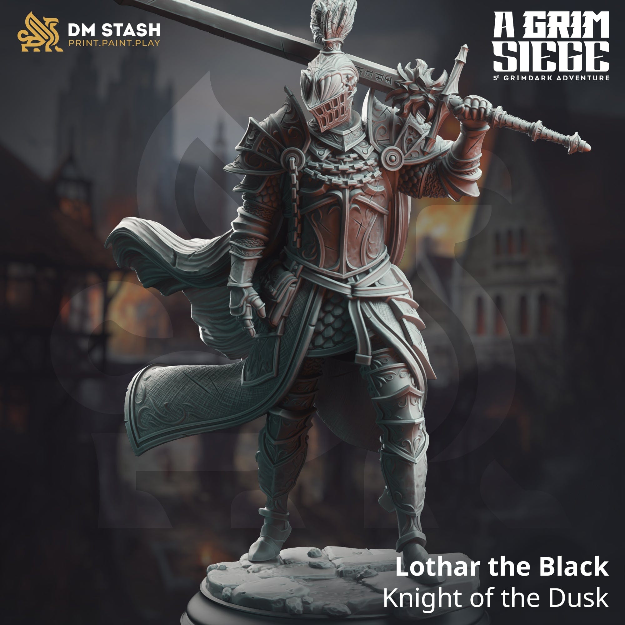 Tabletop RPG Miniature Lothar the Black 32mm 75mm Qumi DM Stash Quality Miniatures - Qumi Wargaming Mini Model Figure